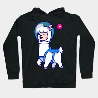 Cute Llama Astronaut Cartoon Hoodie